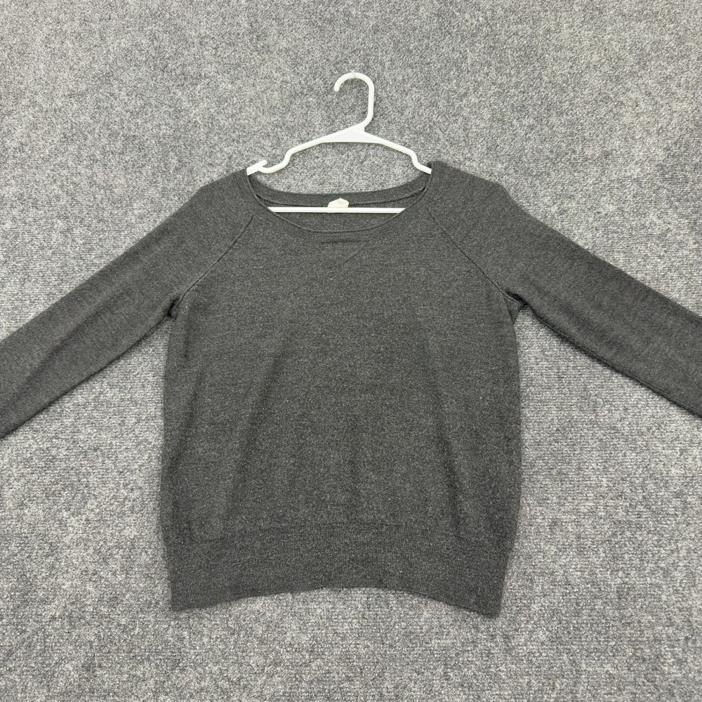 J Crew Sweater Womens M Grey Merino Wool Raglan Sleeve Crewneck Minimalist